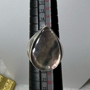 Unisex Fluorite 925 Pear Shape Gemstone Ring Size 8.75